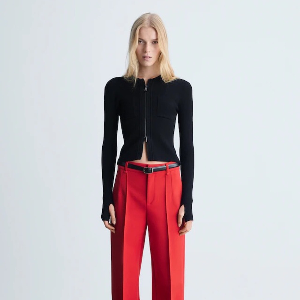 Mango Silunia Fine Knit Zip Jacket large $80